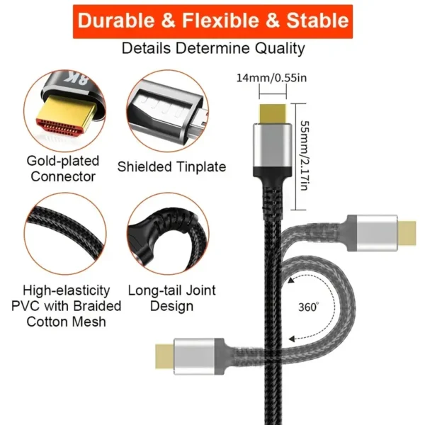 8K Cable 2.1 Ultra HD Braided